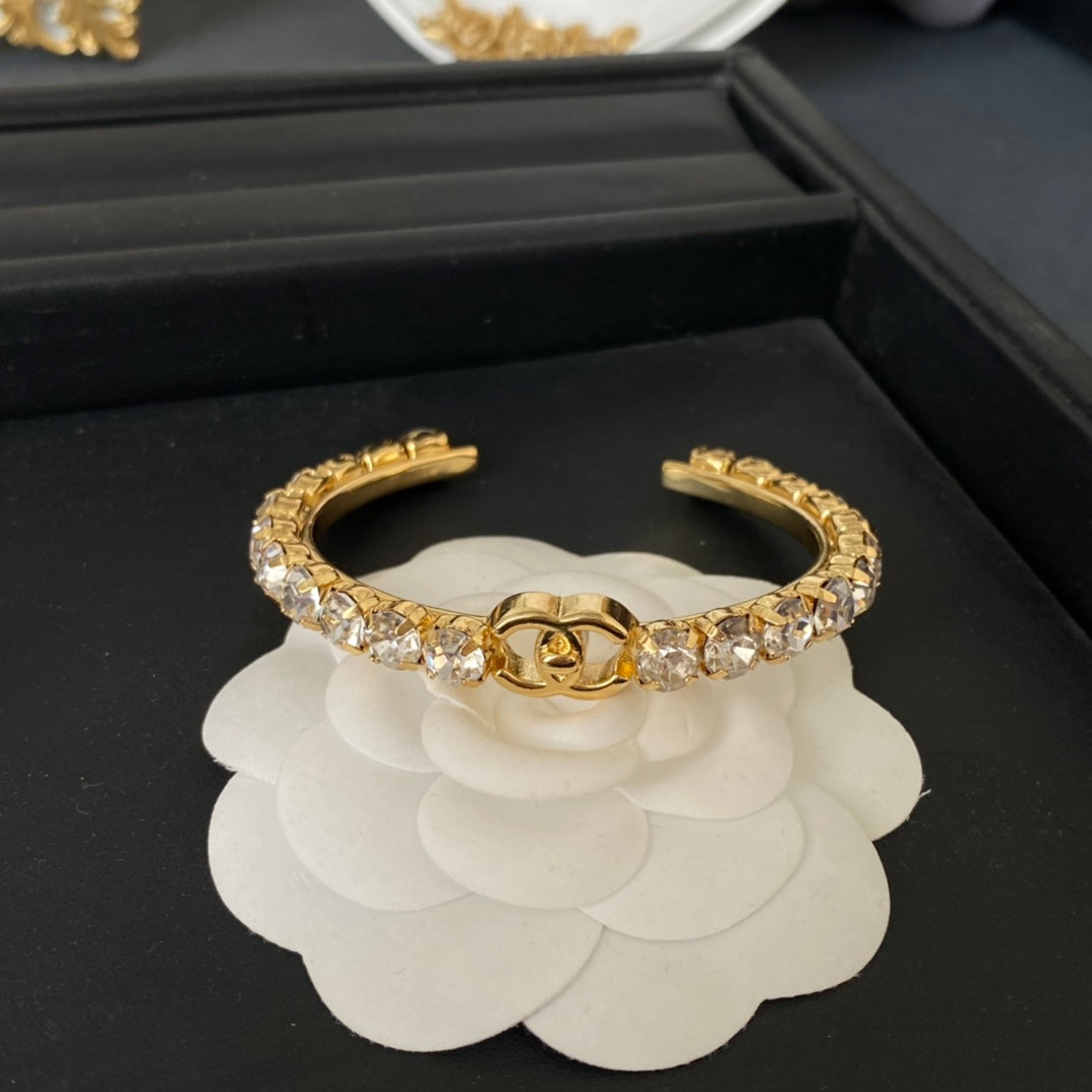 18K Chanel Crystal Open Cuff Bracelet