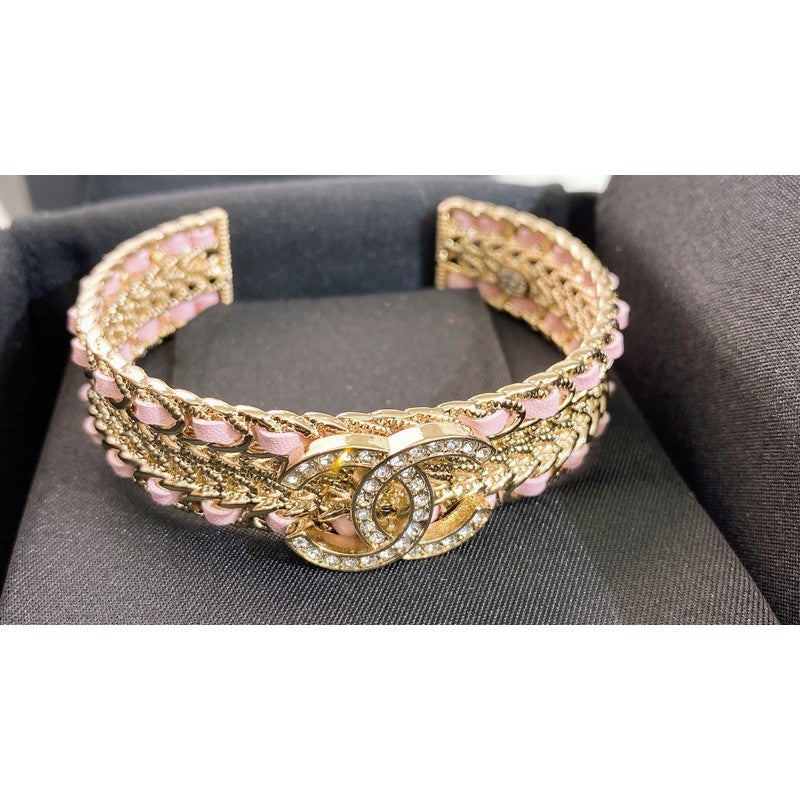 18K Chanel Pink Strass Cuff Bracelet