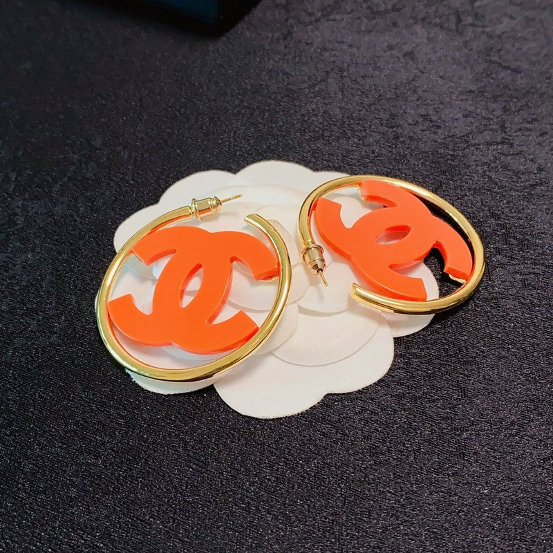 18K Chanel Color Logo Earrings