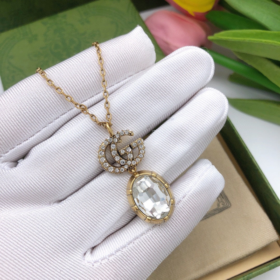 18K Gucci Crystal Necklace