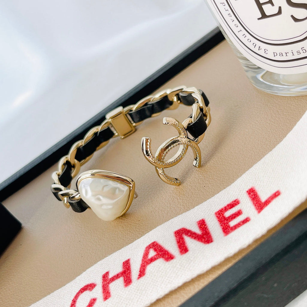 18K Chanel Heart Black Cuff Bracelet