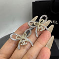 18K Chanel Golden Bow Diamond Earrings