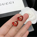 18K Gucci Heart Red Crystal Earrings