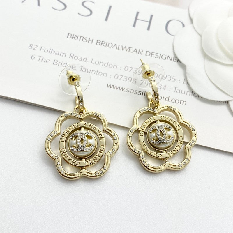 18K Chanel Camellia Gold Earrings