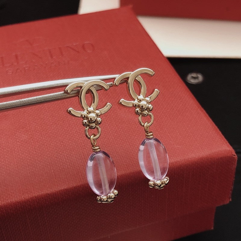 18K Chanel Purple Crystal Drop Earrings