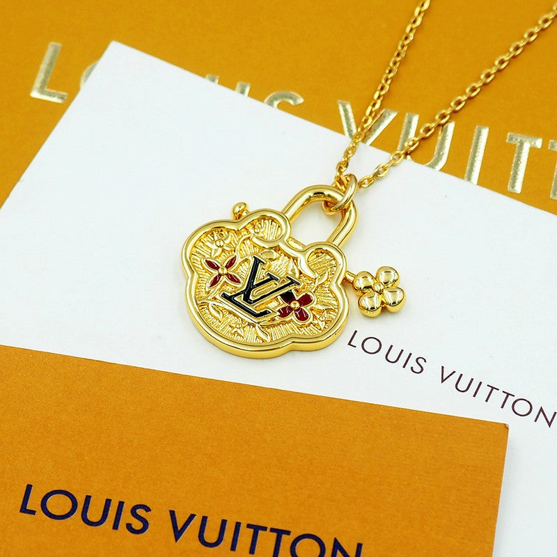 18K Louis Vuitton Vintage Lock Gold Necklace