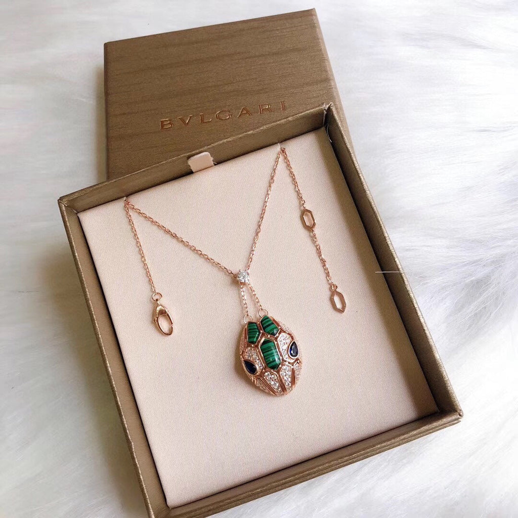 18K BVLGARI BV Serpenti Malachite Necklace