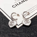 18K Chanel White Heart Earrings
