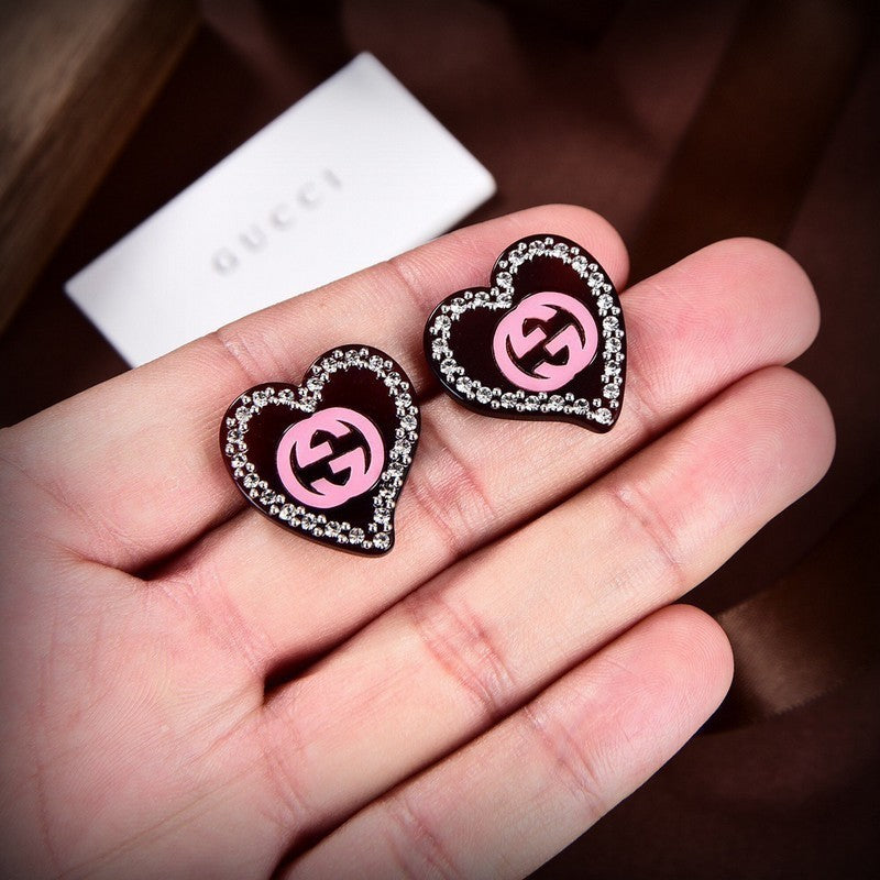 18K Gucci Pink Heart Earrings