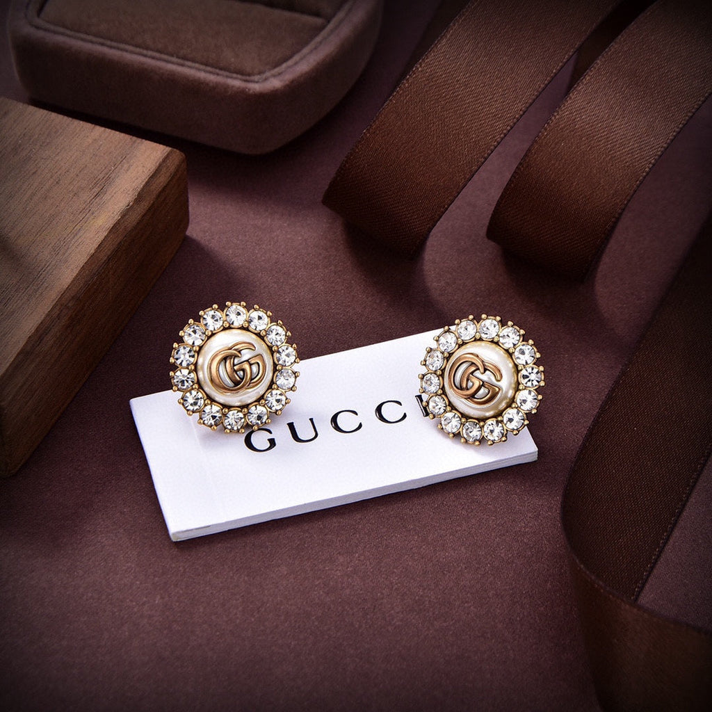 18K Gucci Flower Crystals Earrings