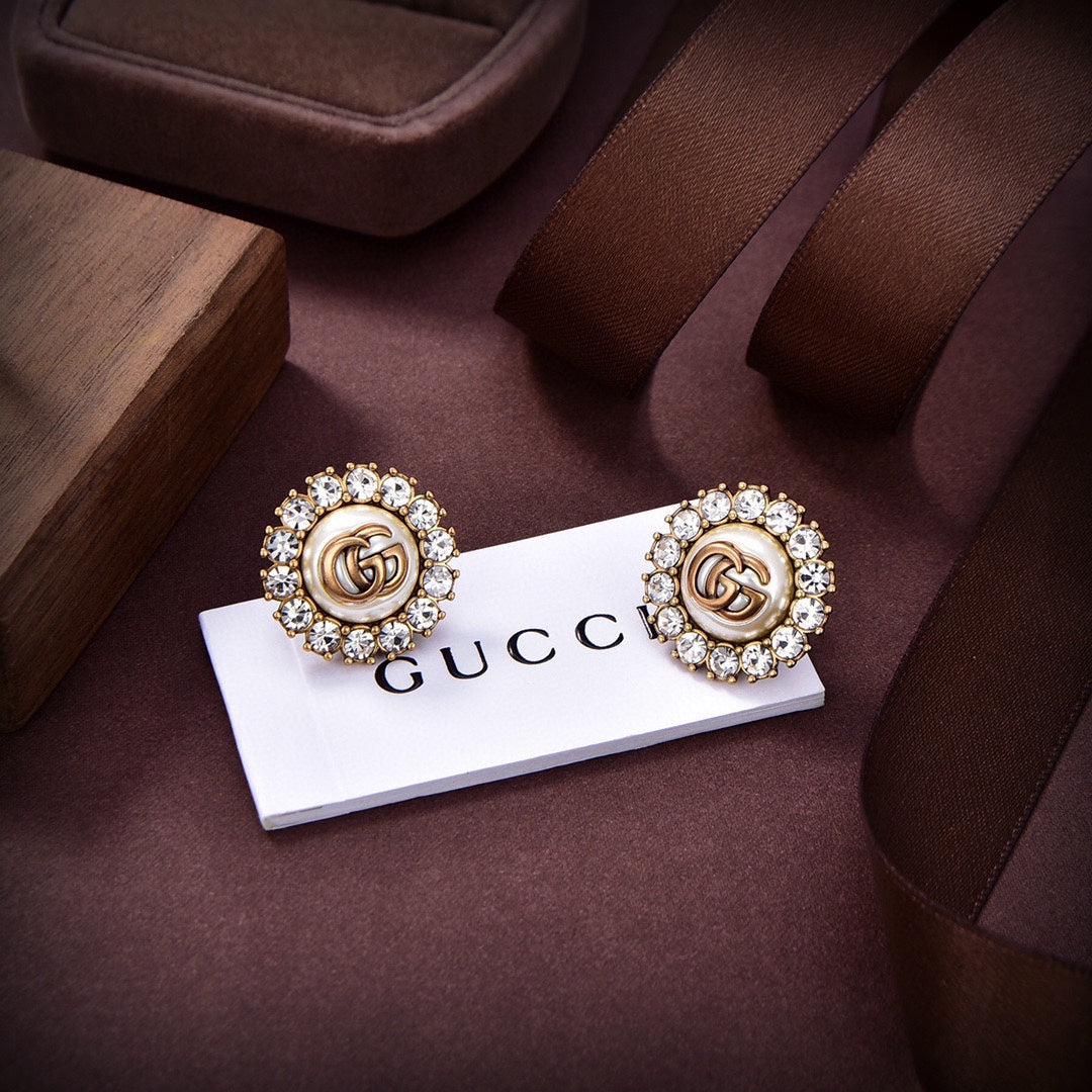 18K Gucci Flower Crystals Earrings