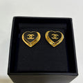 18K Chanel 26P Black & Red Heart Earrings