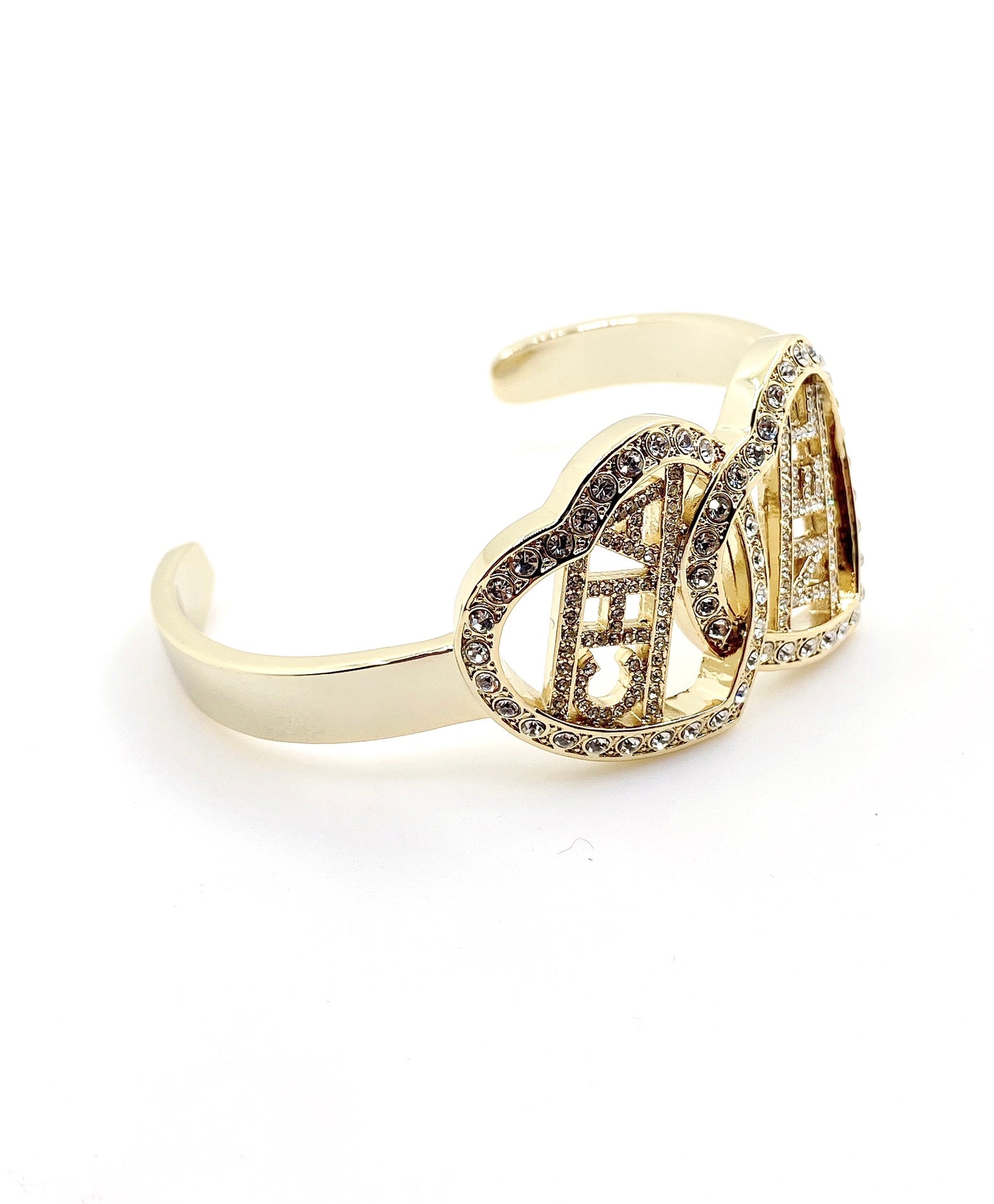 18K Chanel Crystals Heart Cuff Bracelet