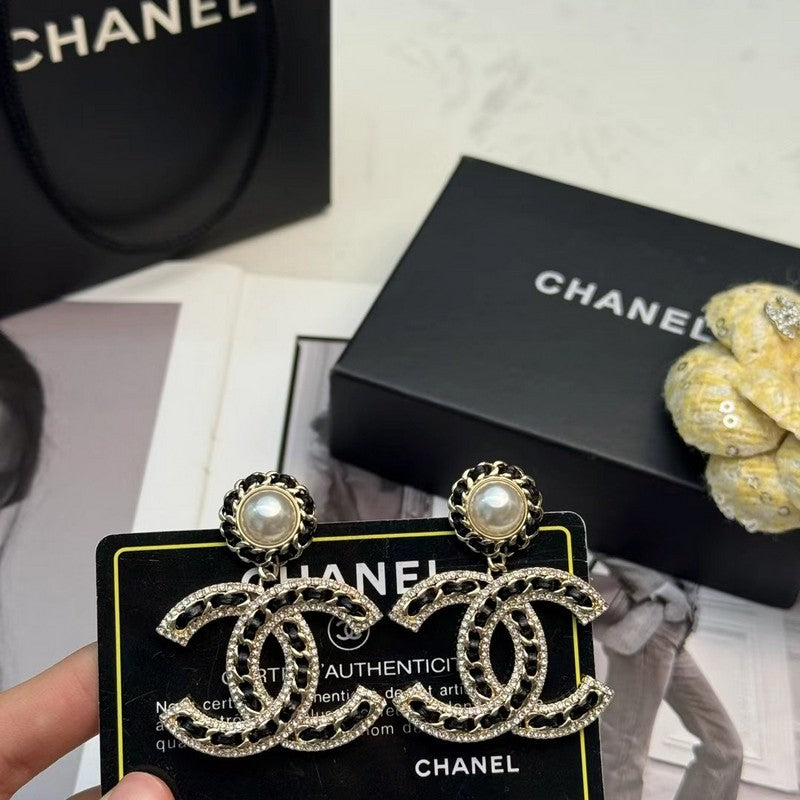 18K Chanel Leather Gold Earrings