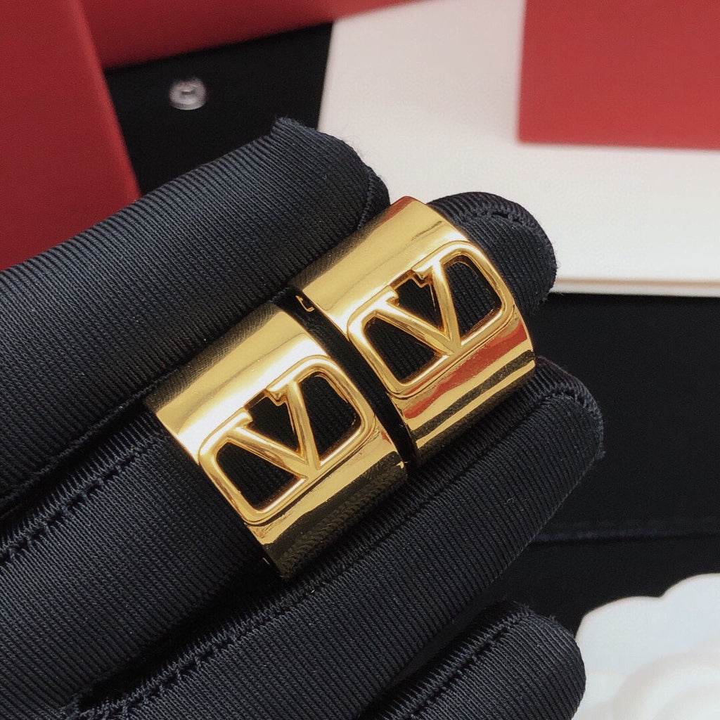 18K Valentino Vlogo Cuff Earrings