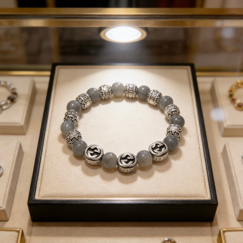 18K Gucci Anger Forest Grey Pearl Chain Bracelet