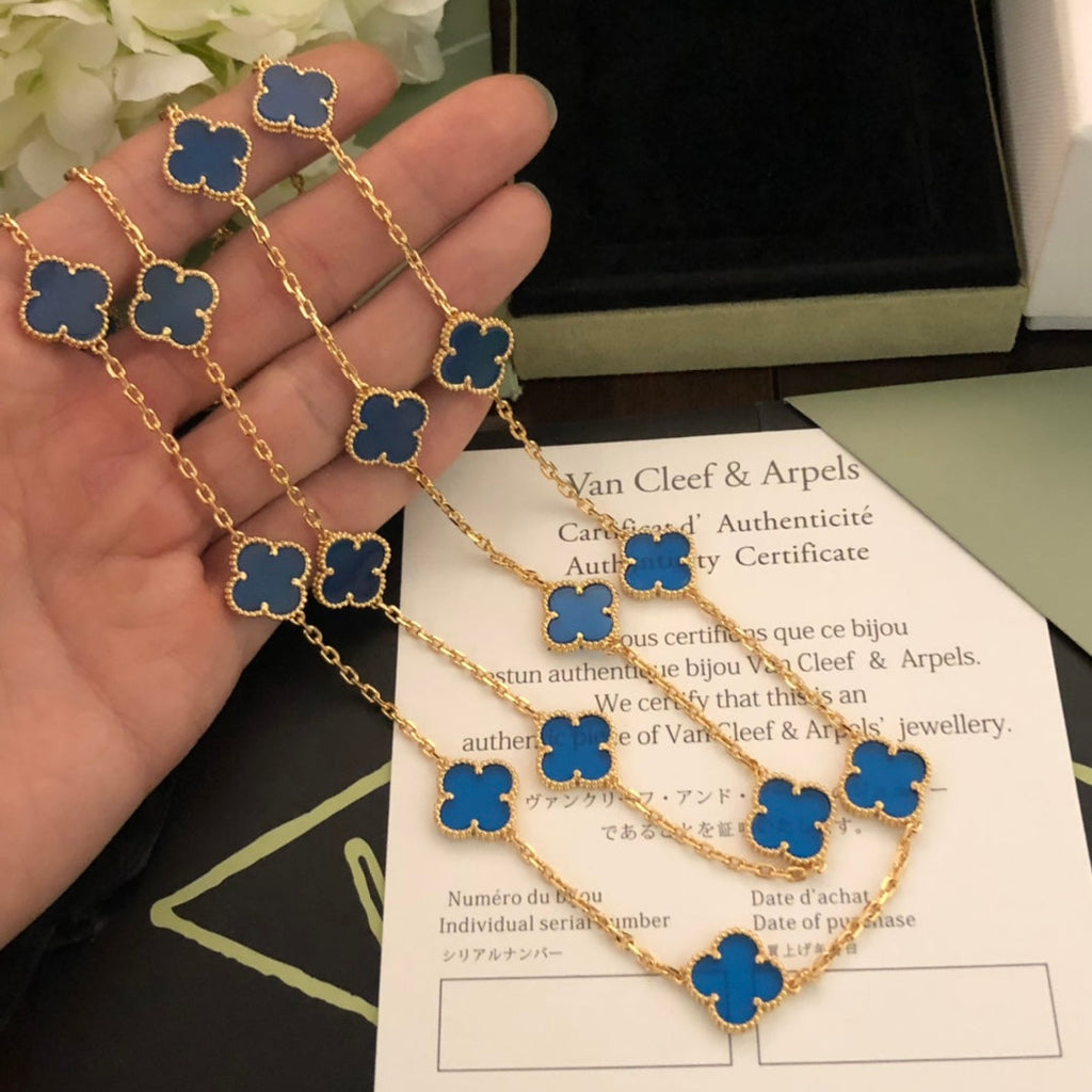 18K Van Cleef & Arpels Vintage Alhambra 20 Motifs Long Necklace