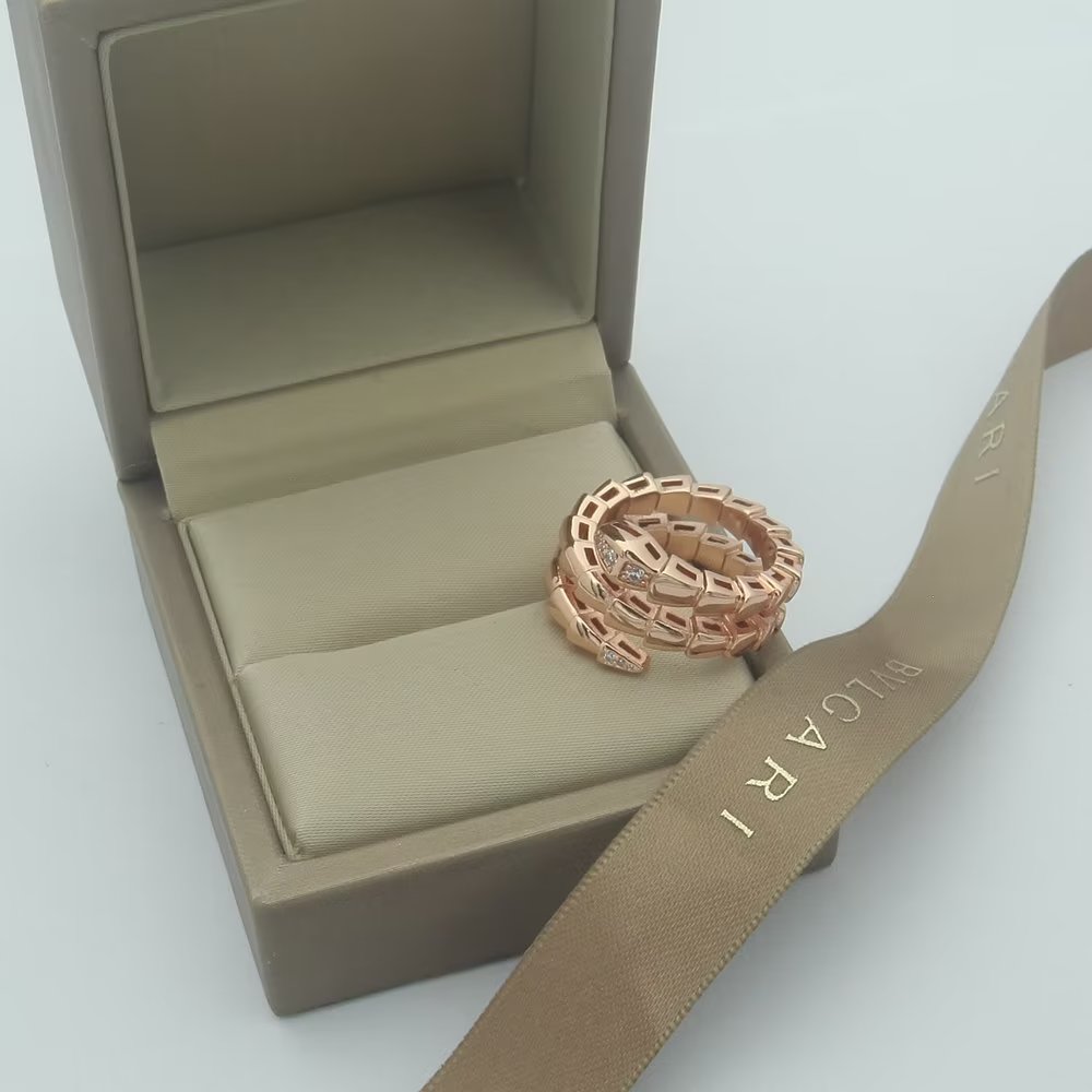 18K BVLGARI BV Serpenti Viper Demi Diamond Ring