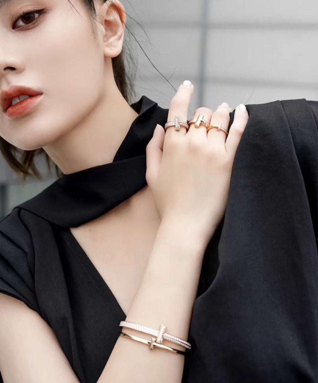 18K Tiffany Wide Diamond Hinged Bangle Bracelet
