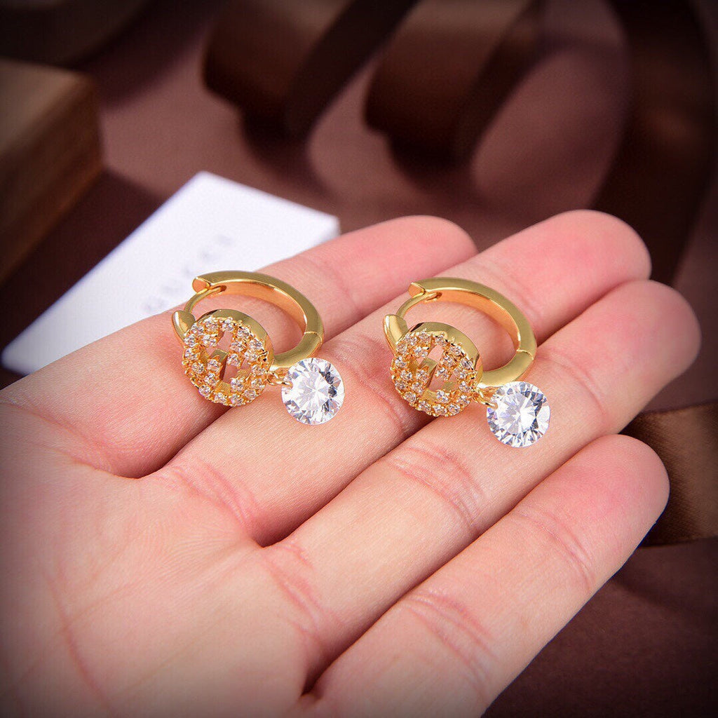 18K Gucci Interlocking G Diamond Earrings