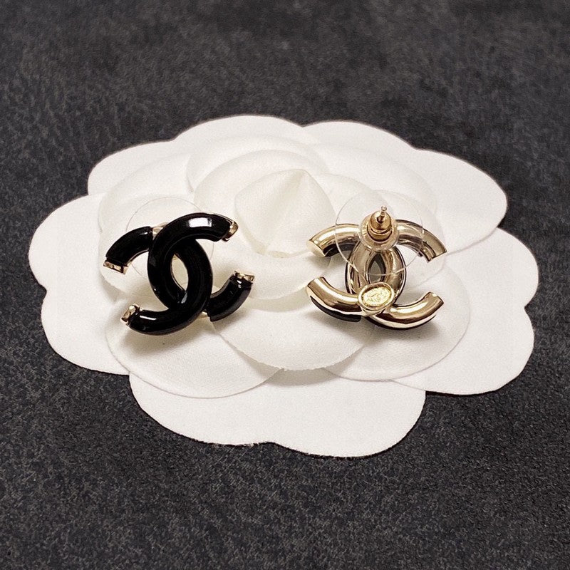 18K Chanel Black Gold Earrings