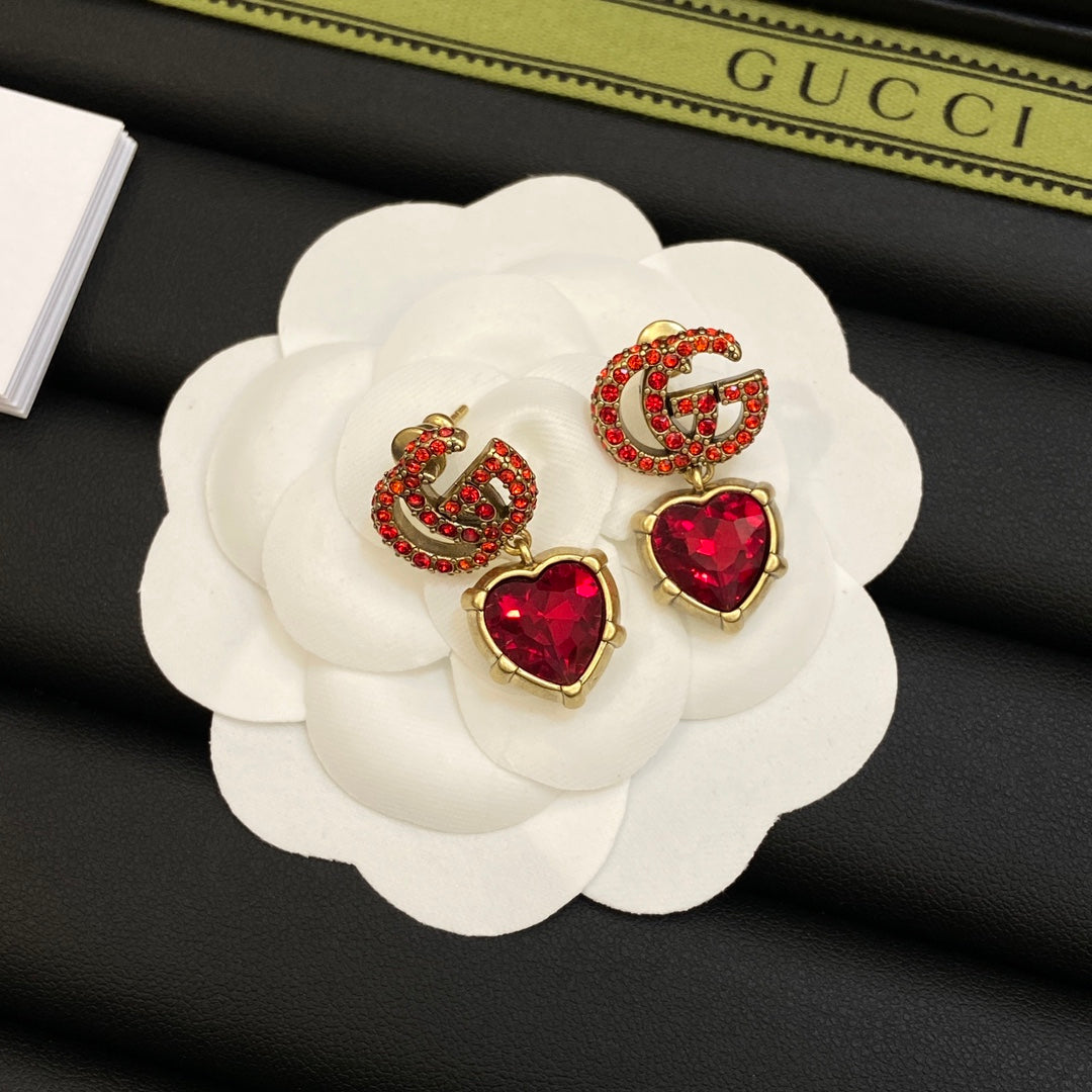 18K Gucci Red Crystal Earrings