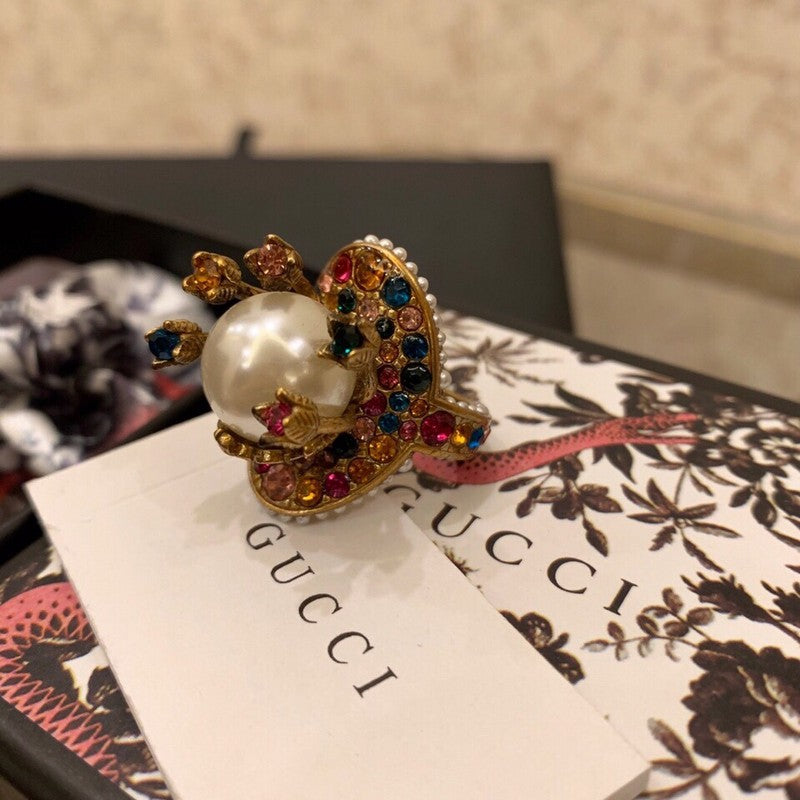 18K Gucci Multistone Pearl Ring