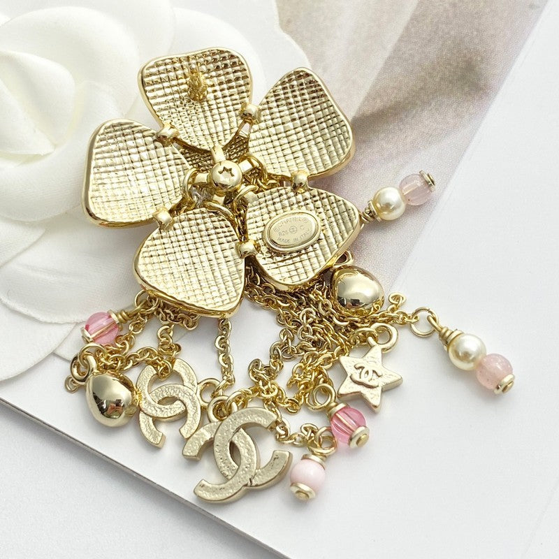 18K Chanel Camellia Tassel Brooch