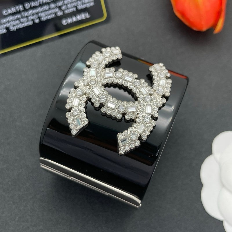 18K Chanel Pearl Diamond Black Cuff Bracelet