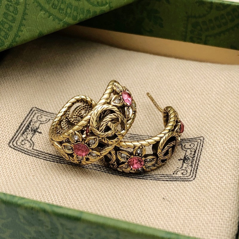 18K Gucci Pink Crystal Earrings