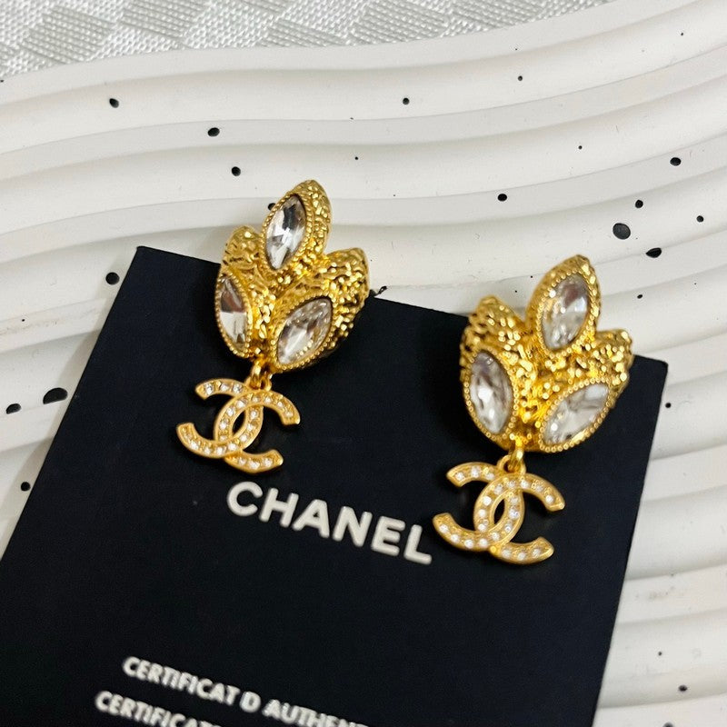 18K Chanel Crystal Flower Earrings