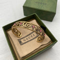 18K Gucci Red Crystal Flower Cuff Bracelet