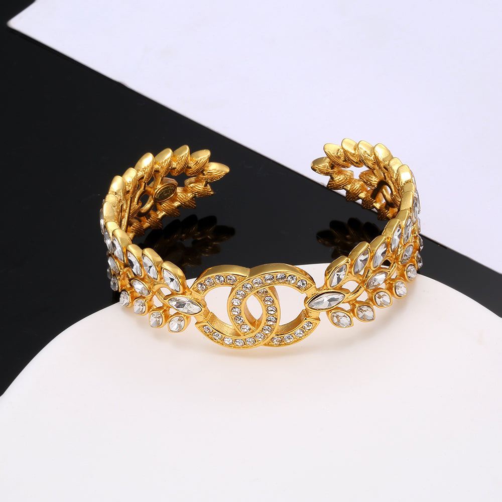 18K Chanel Crystals Open Cuff Bracelet