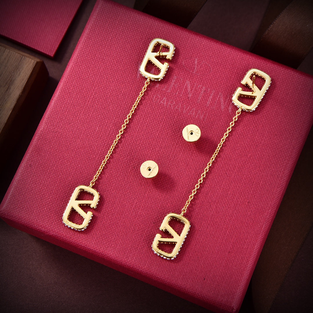 18K Valentino Garavani Crystal Vlogo Signature Earrings