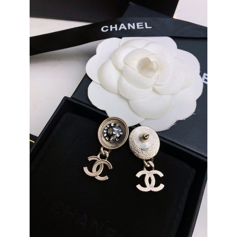 18K Chanel Black Crystal Earrings