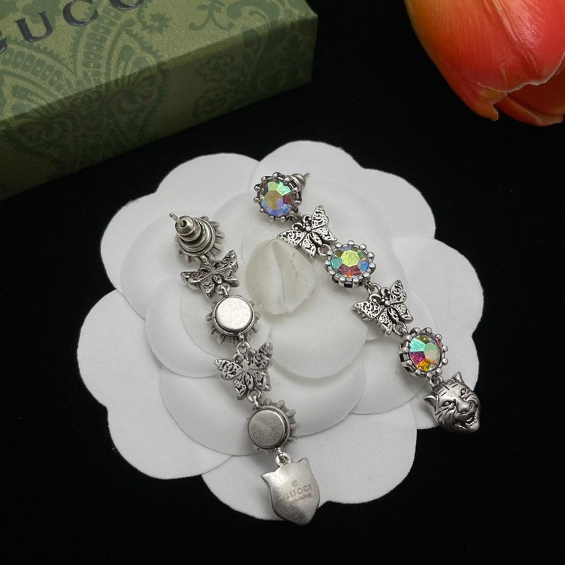 18K Gucci Tiger Color Crystal Earrings