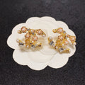 18K Chanel Pink Camellia Pearl & Gold Earrings