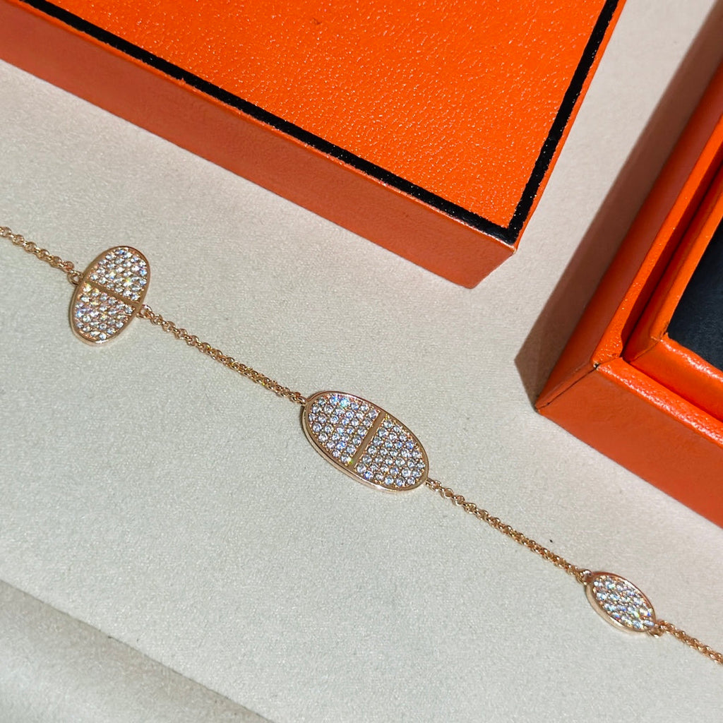 18K Chaine D'Ancre Verso Diamond Hermes Bracelet