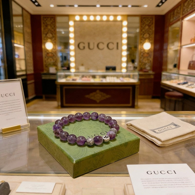 18K Gucci Anger Forest Purple Bead Chain Bracelet