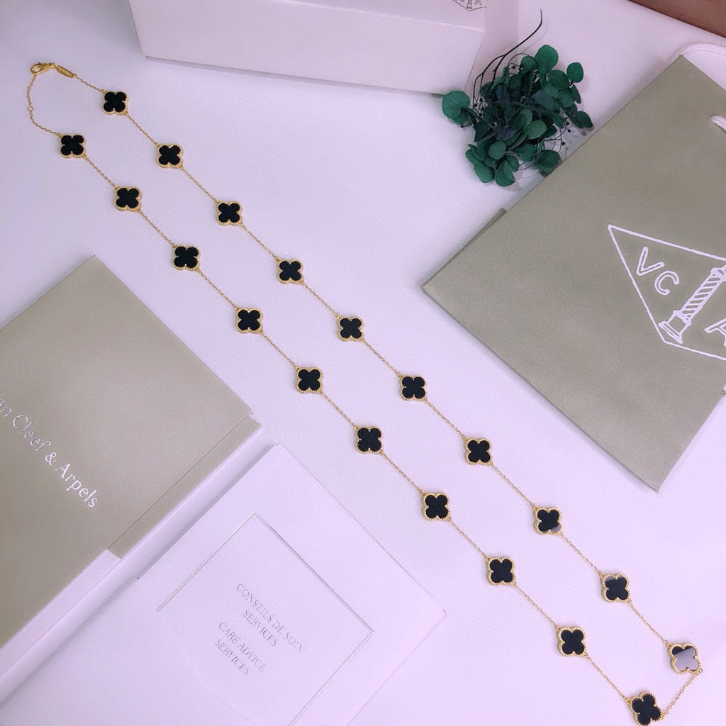 18K Van Cleef & Arpels Vintage Alhambra 20 Motifs Long Necklace