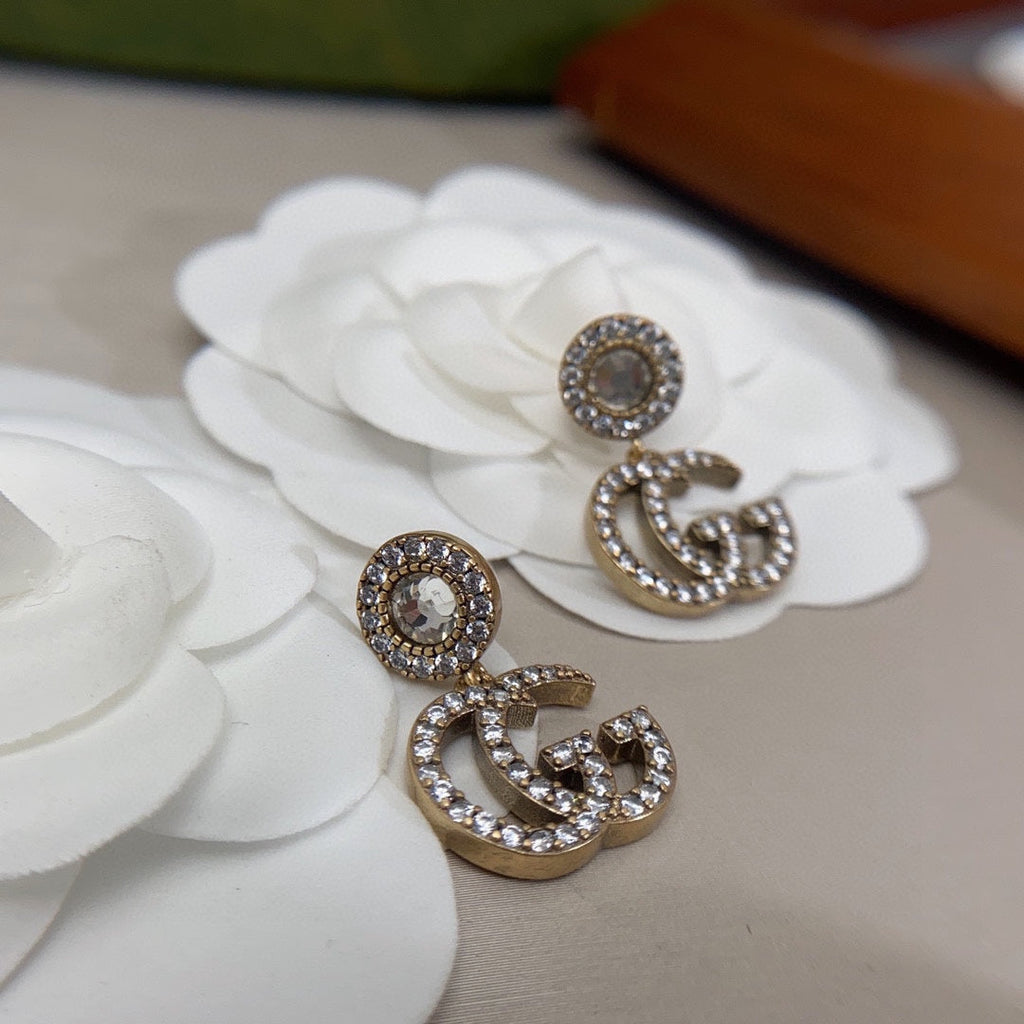 18K Gucci Crystal Pendant Earrings