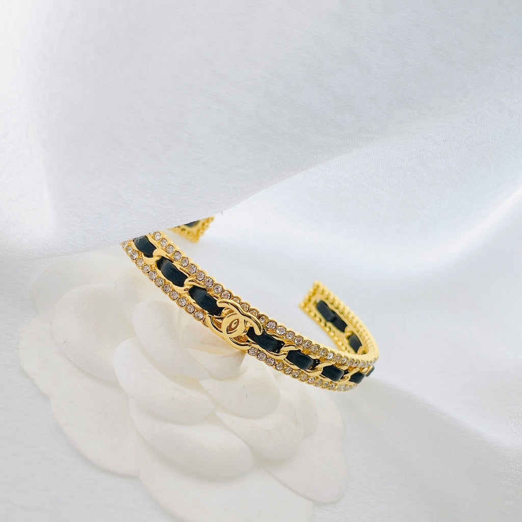 18K Chanel Black Strass Cuff Bracelet