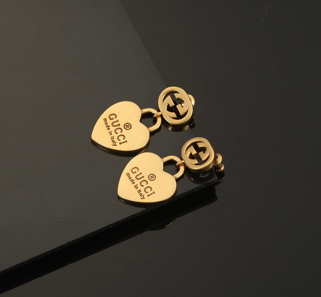 18K Gucci Heart Pendant Earrings