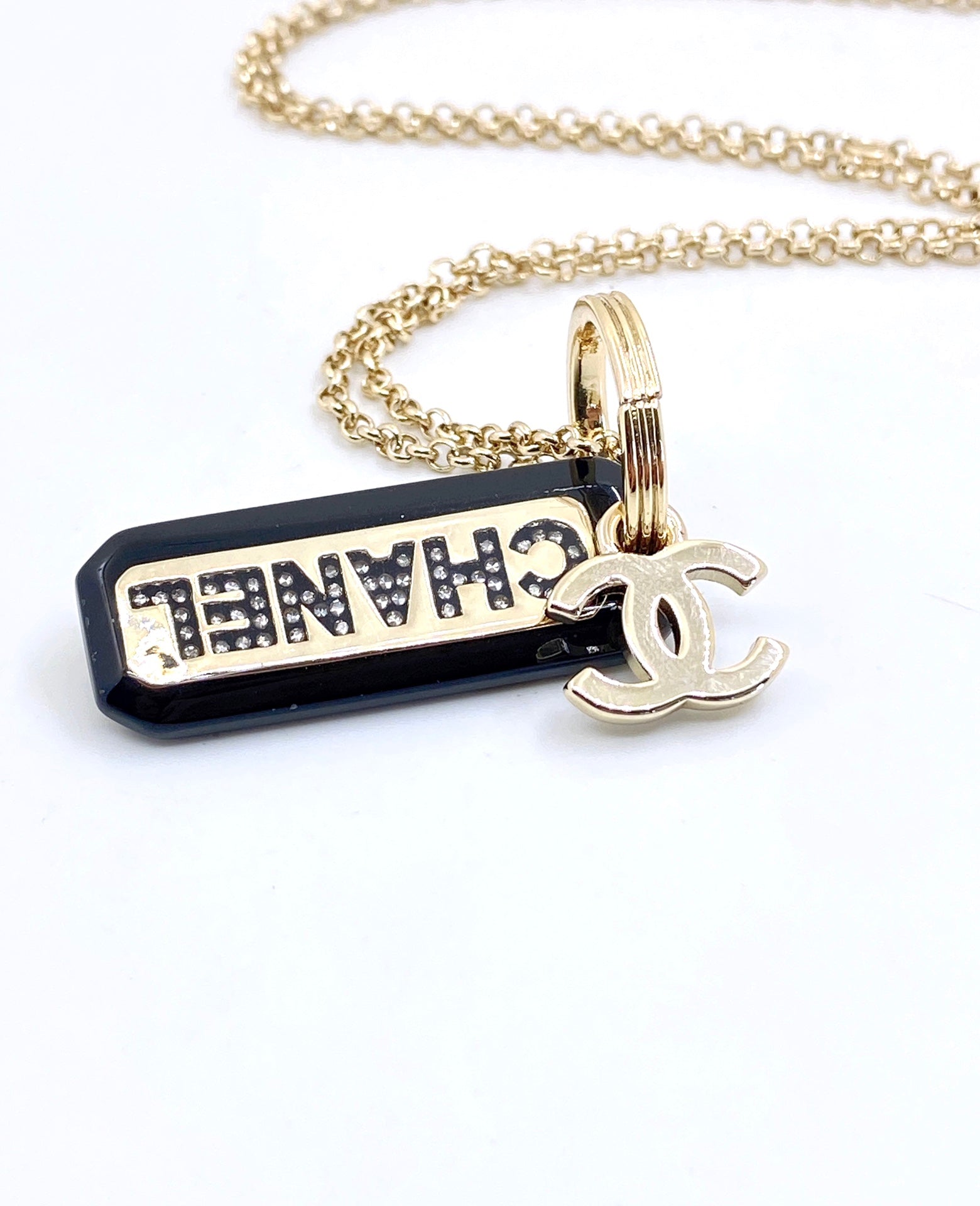 18K Chanel Black Plate Chain Necklace