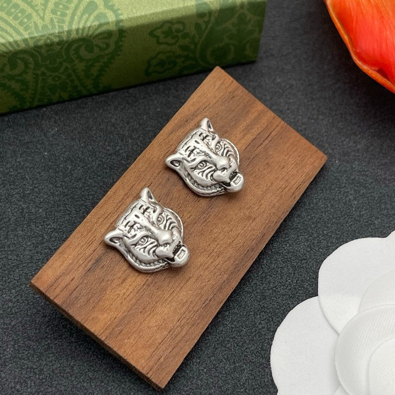 18K Gucci Tiger Head Gold Earrings
