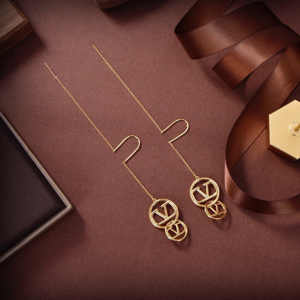 18K Valentino Vlogo Long Earrings
