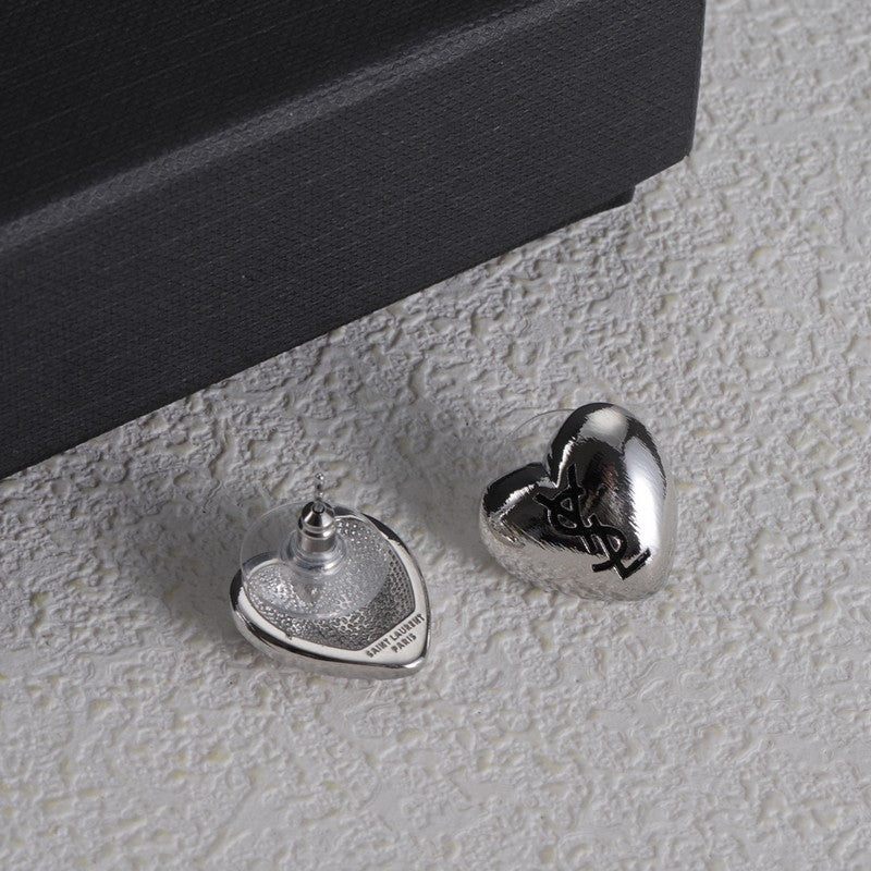 18K YSL Heart Gold Earrings