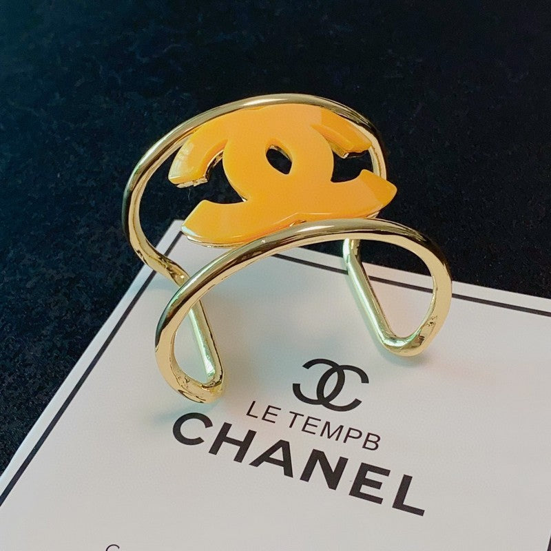 18K Chanel Color Logo Open Cuff Bracelet