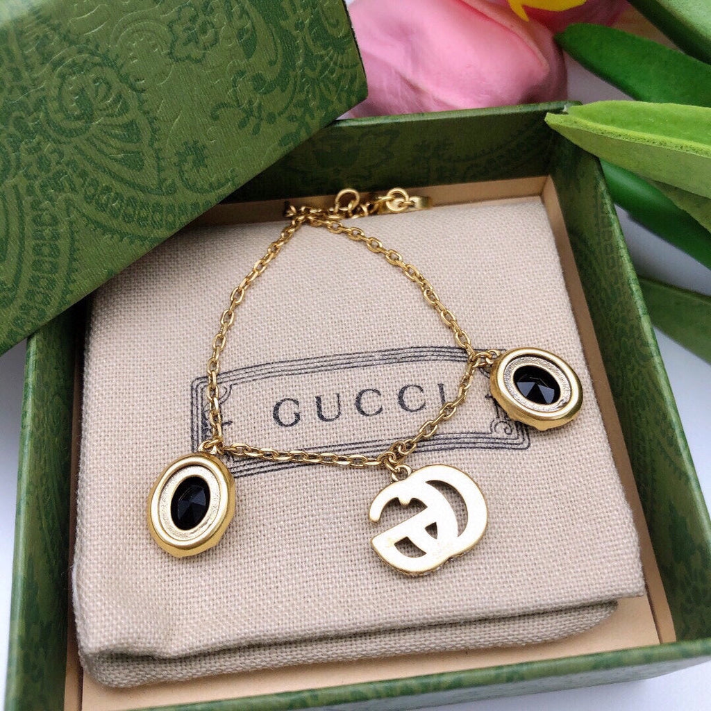 18K Gucci Black Stones Bracelet