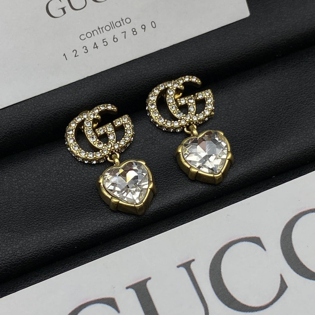 18K Gucci Crystal Pendant Earrings